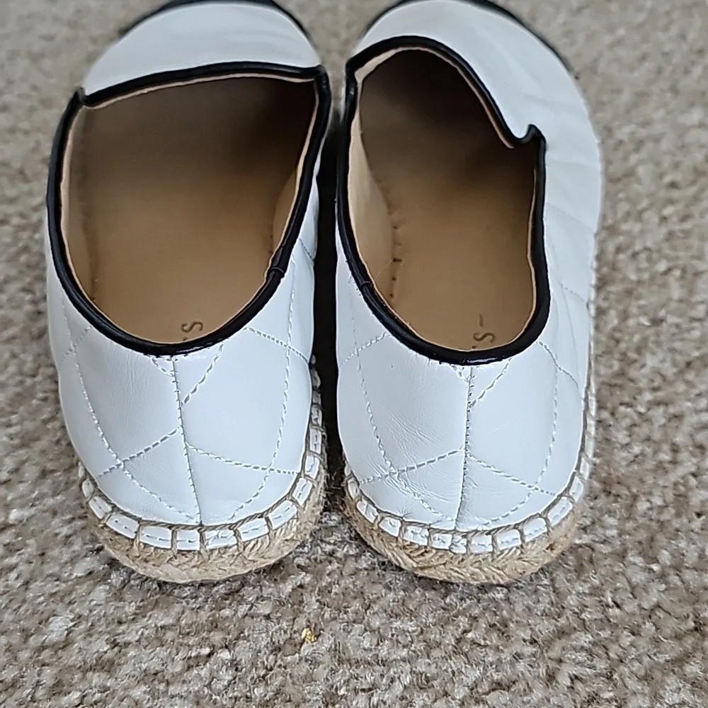 Talbots black and white quilted leather espadrilles size 8 euc - Picture 2 of 5